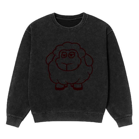 Sheep Baby Standing Bored Tired Cartoon Comic Cool Mineral Wash Sweatshirts