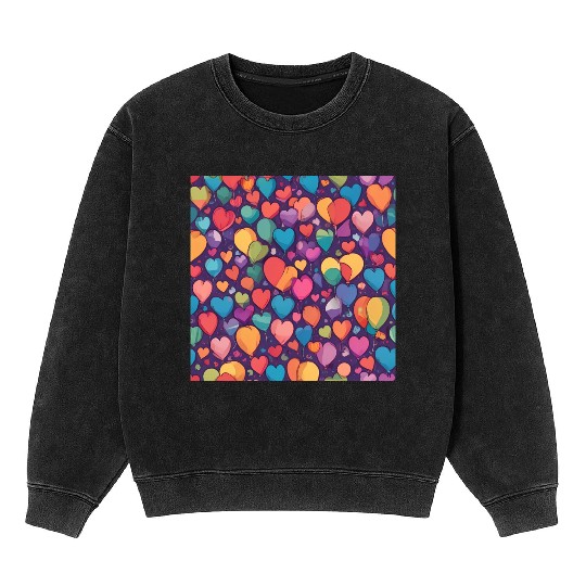 Hearts and balloon design in multiple colors Mineral Wash Sweatshirts