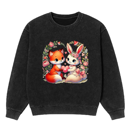 Beautiful couple heartvalentine's day design Mineral Wash Sweatshirts