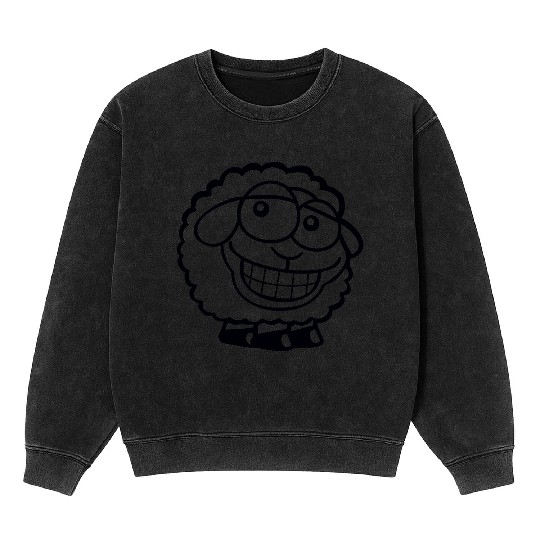 Sheep Grin Looks Stupid Cheeky Smile Happy Funny Mineral Wash Sweatshirts