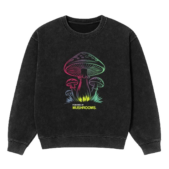 Glowing Mushrooms Colored Mineral Wash Sweatshirts