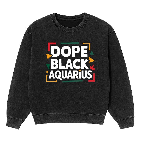 Dope Black Aquarius Mineral Wash Sweatshirts