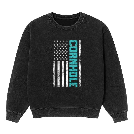 Cornhole Usa Flag Mineral Wash Sweatshirts