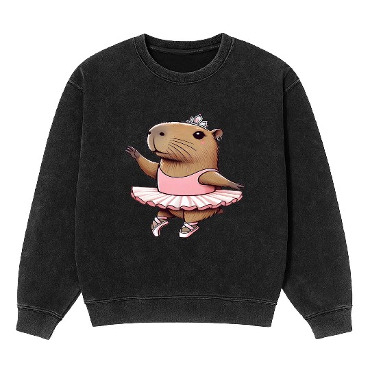 Ballerina Capybara Ballet Dance Plié, Chassé Jetté Mineral Wash Sweatshirts