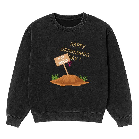 Happy Groundhog Day Not in the Mood funny graphic Mineral Wash Sweatshirts