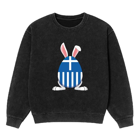 Rabbit Bunny Greece Flag Greek Flag Mineral Wash Sweatshirts