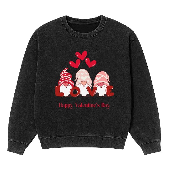 Red Pink White Modern Happy Valentine s DayT Mineral Wash Sweatshirts