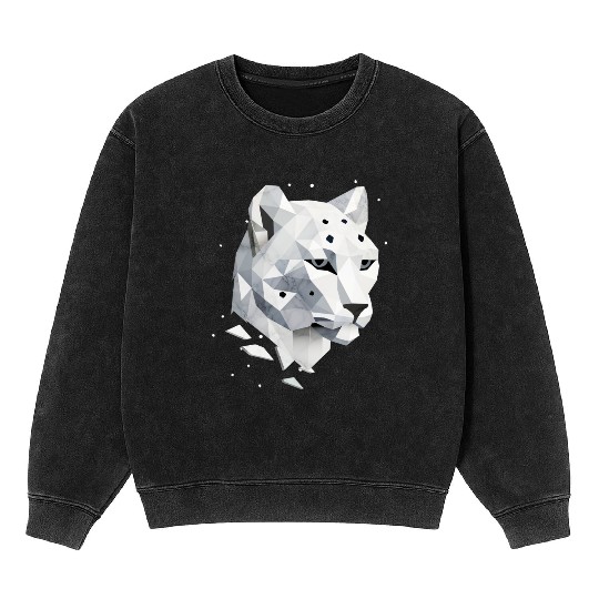 Geometric Snow Leopard - Elegance of the Wild Mineral Wash Sweatshirts