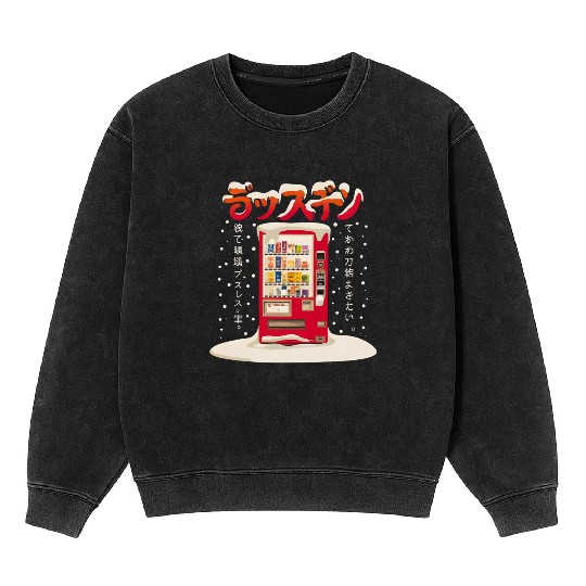 Japanese Retro Vintage Vending Machine in the Snow Mineral Wash Sweatshirts