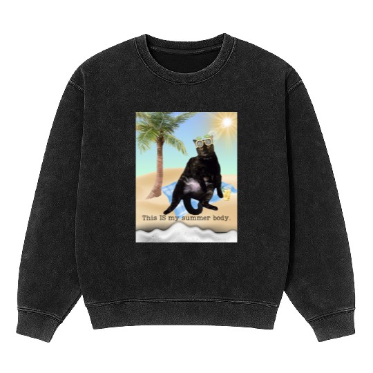 fat cat summer body Mineral Wash Sweatshirts