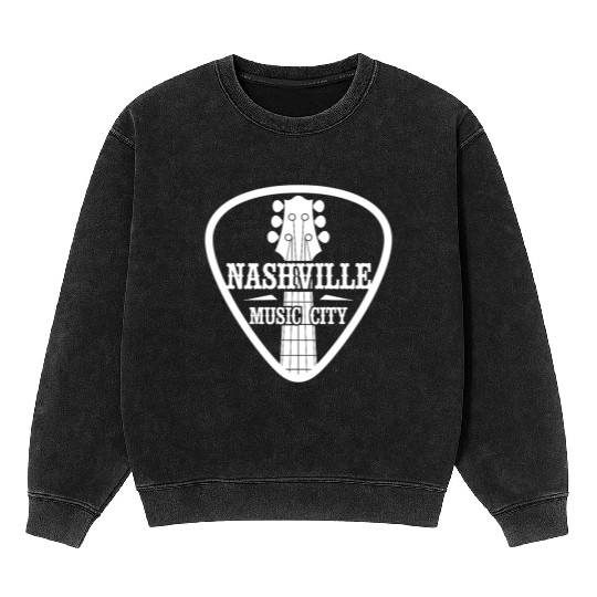 Nashville Music City Guitar Pick Mineral Wash Sweatshirts