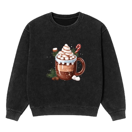 Festive Hot Chocolate with Marshmallows Mineral Wash Sweatshirts