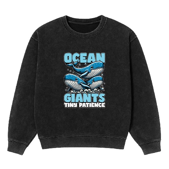 Whale Watching Ocean Giants Tiny Marine Animal Mineral Wash Sweatshirts