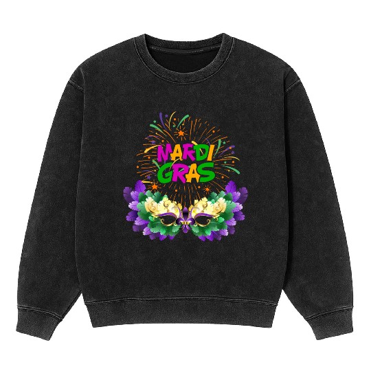 Mardi Gras New Orlean Carnival Mineral Wash Sweatshirts
