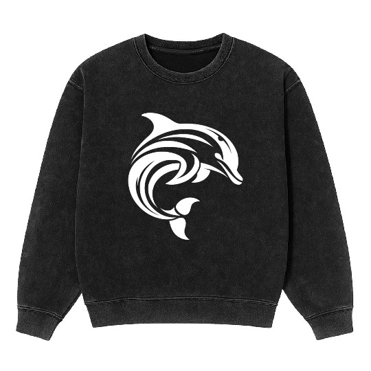 Dolphin T Tattoo In Sweeping Shape Mineral Wash Sweatshirts