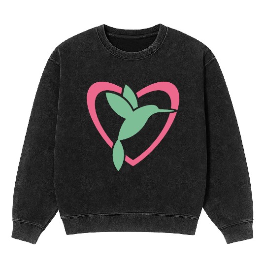 Hummingbird Heart For Birds Lovers Mineral Wash Sweatshirts