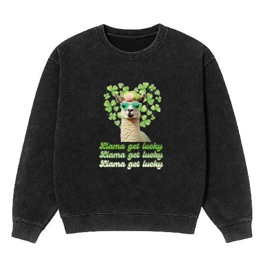 Llama Get Lucky | St. Patricks Day Edition Mineral Wash Sweatshirts