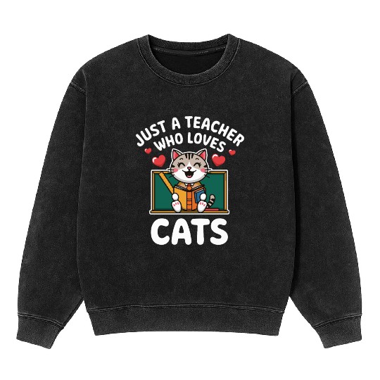 Teacher loves Cats lover Gift - School Professor Mineral Wash Sweatshirts