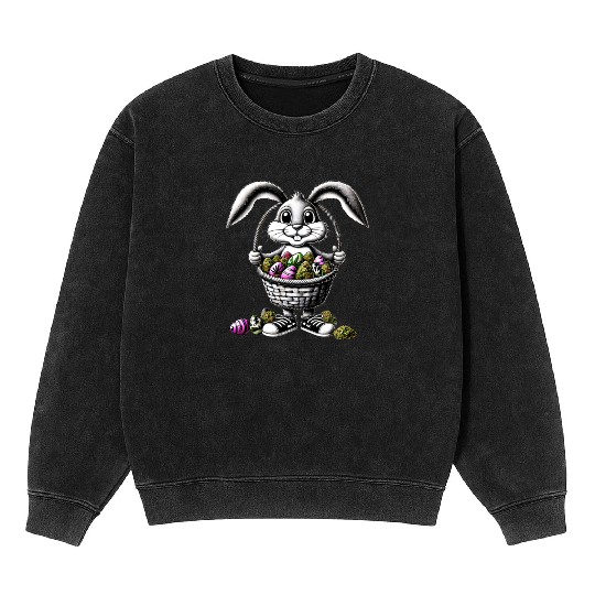 Easter Bunny's Green Surprise - Cannabis and Egg Mineral Wash Sweatshirts