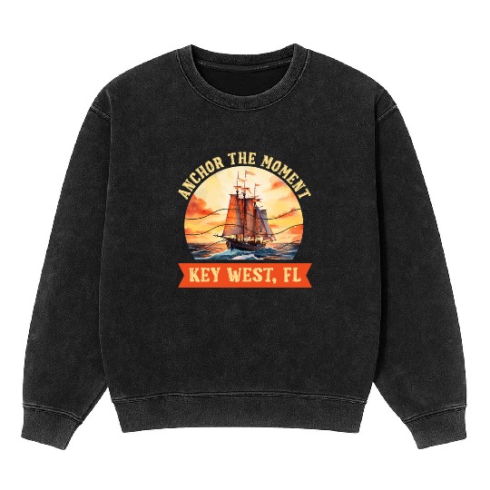 Florida Keys ANCHOR THE MOMENT KEY-WEST FL Mineral Wash Sweatshirts