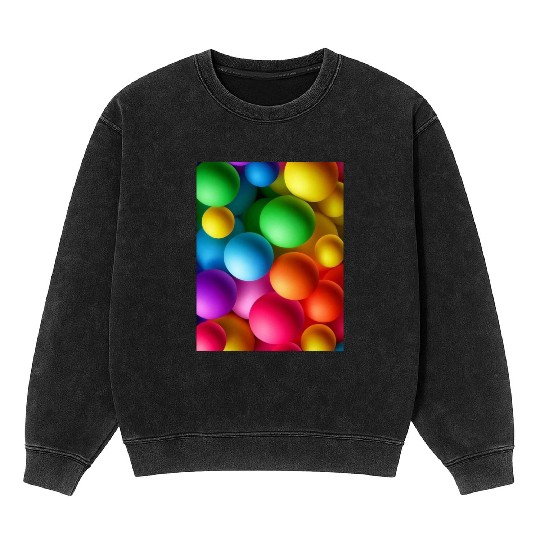 Vibrant Multi Colored Spheres Mineral Wash Sweatshirts