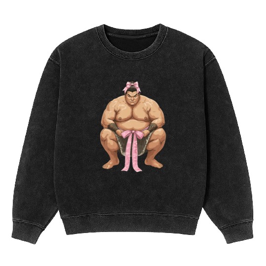 Coquette Bow Sumo Wrestling Japanese Sumo Wrestler Mineral Wash Sweatshirts