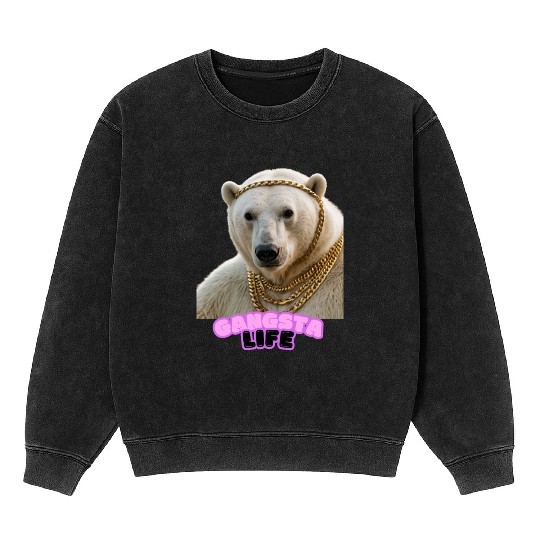 Gangsta Life Polar Bear 5 Mineral Wash Sweatshirts