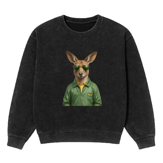 Green and Gold Kangaroo 3 Mineral Wash Sweatshirts