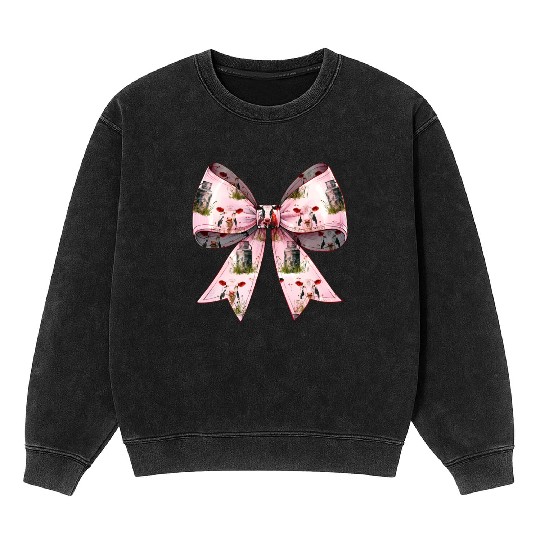 Coquette Bow Cow Farmer Milk Dairy Farmer Farming Mineral Wash Sweatshirts