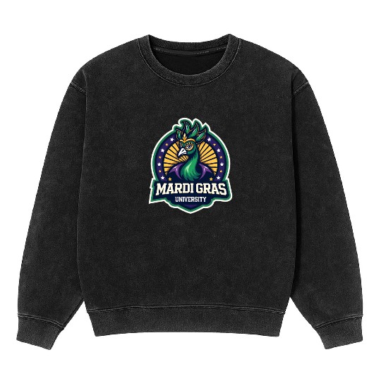 Mardi Gras University Peacock Women's Mardi Gras Mineral Wash Sweatshirts