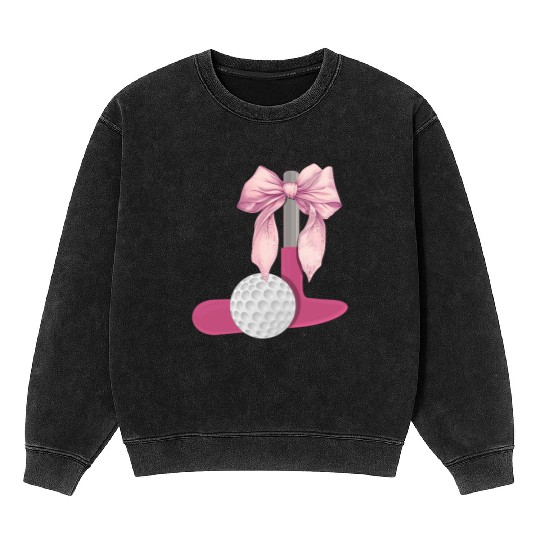 Coquette Bow Mini Golf Golfer Mothers Day Mineral Wash Sweatshirts