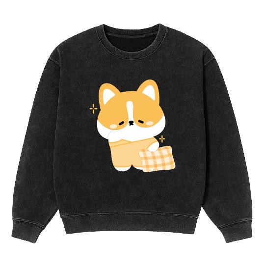 Sleepy Corgi Mineral Wash Sweatshirts