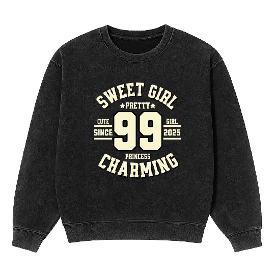 Black And White A Sweet Girl With 99 Charming Mineral Wash Sweatshirts