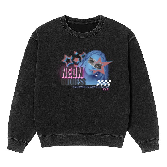 Neon Goddess Y2K Mineral Wash Sweatshirts Design