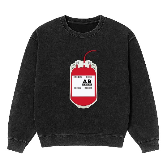 AB Negative Blood Bag Mineral Wash Sweatshirts