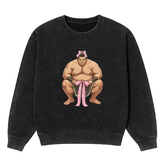 Coquette Bow Sumo Wrestling Japanese Sumo Wrestler Mineral Wash Sweatshirts