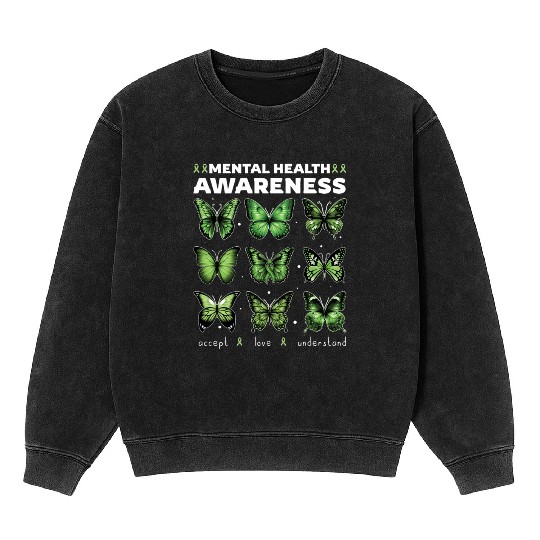 Mental Health Awareness Accept Love Understand Mineral Wash Sweatshirts
