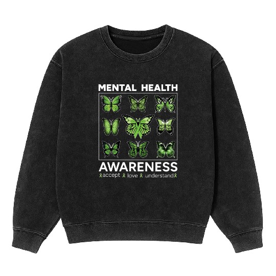 Accept Love Understand Mental Health Awareness Mineral Wash Sweatshirts