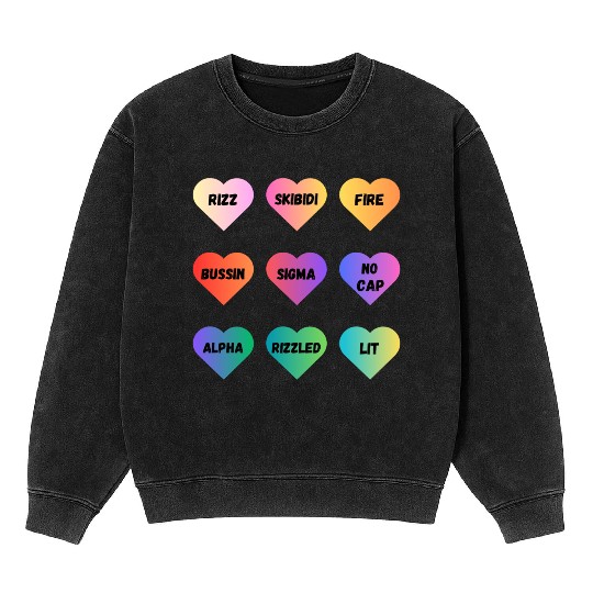 Skibidi Valentine's Day - Funny Valentine's Day Mineral Wash Sweatshirts