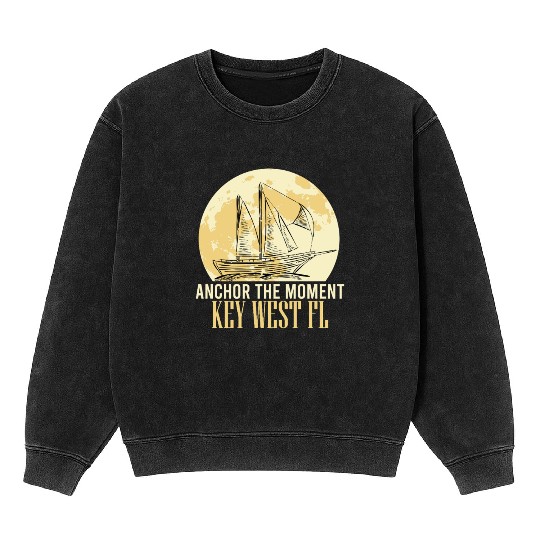 Florida ANCHOR THE MOMENT KEY-WEST, FL Mineral Wash Sweatshirts