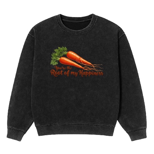 Root of My Happiness – Cute Carrot Pun Mineral Wash Sweatshirts