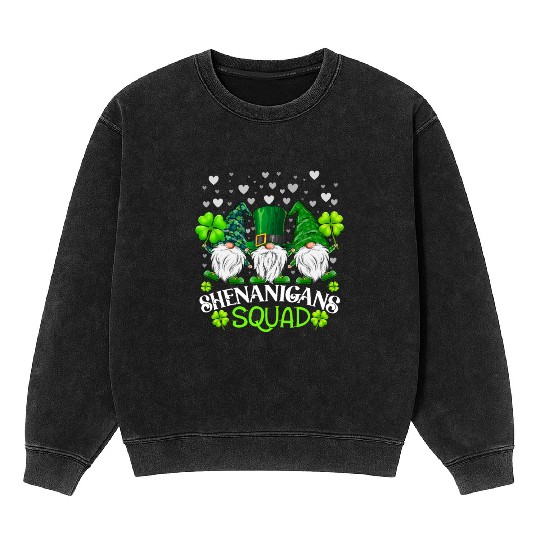 Shenanigans Squad St Patricks Day Gnomes Irish Mineral Wash Sweatshirts