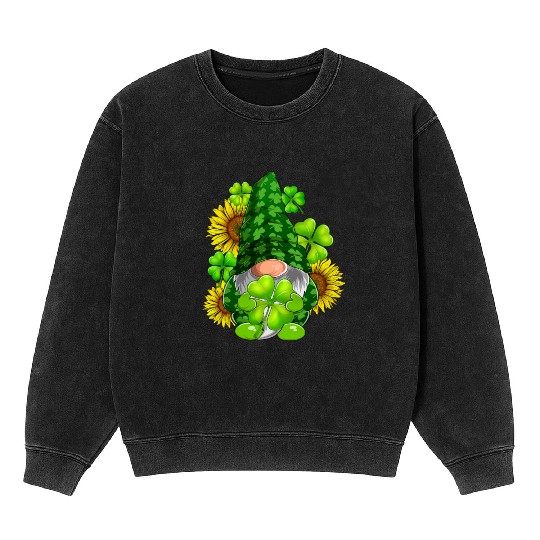 Cute Gnome Sunflower Happy St Patricks Day Mineral Wash Sweatshirts