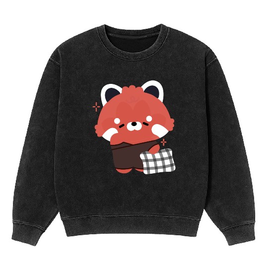 Sleepy Red Panda Mineral Wash Sweatshirts
