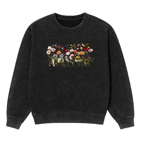 Wildflower Meadow – Natural Watercolor Blooms Mineral Wash Sweatshirts