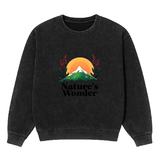 Natures Wonder - Outdoors Hiking - Mountain Sunset Mineral Wash Sweatshirts