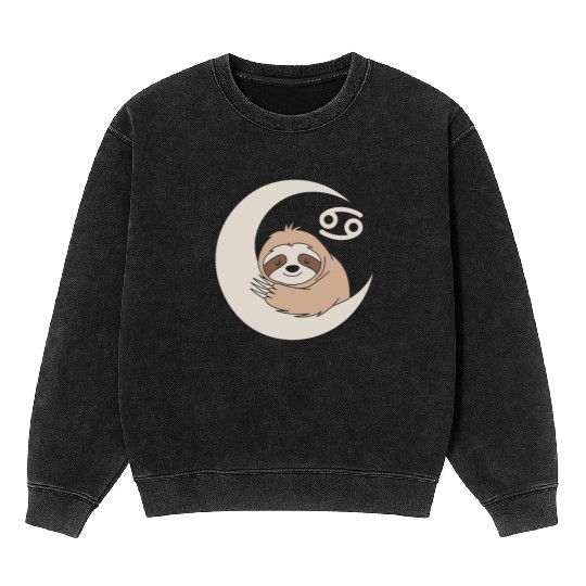 Cancer Zodiac Sloth Embrace the Calmness Mineral Wash Sweatshirts