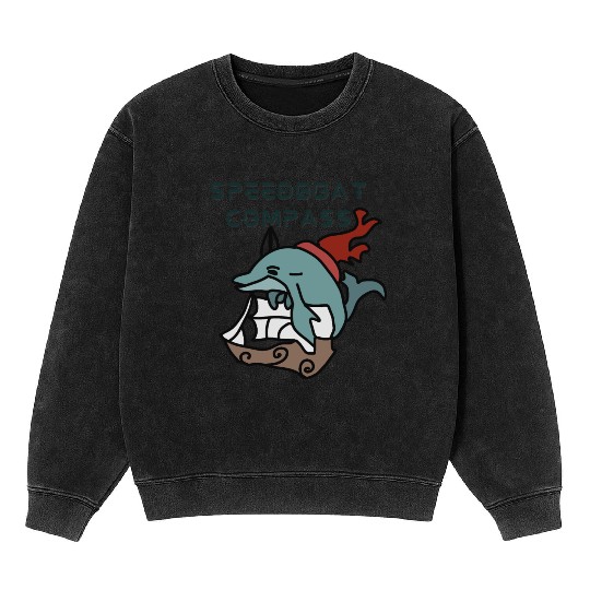 Minimalist Dolphin sailing fast and fun Mineral Wash Sweatshirts