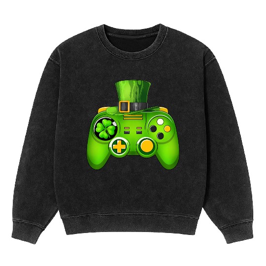Video Game Controller Irish Gamer St Patricks Day Mineral Wash Sweatshirts