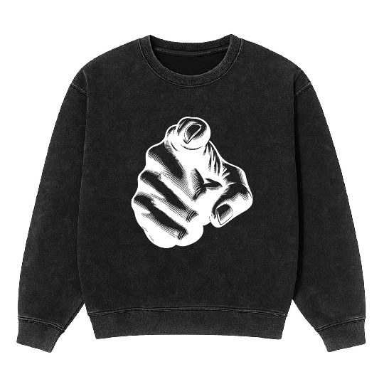 Classic Hand Position Precise Index Finger Gesture Mineral Wash Sweatshirts
